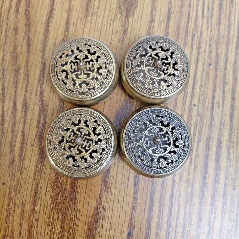 Lot of 4 Mini Metal Incense Burner w Lid Coffee Table Ornaments